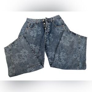 Sweet Lovely by Jen Floral Print denim barrel Jeans size large